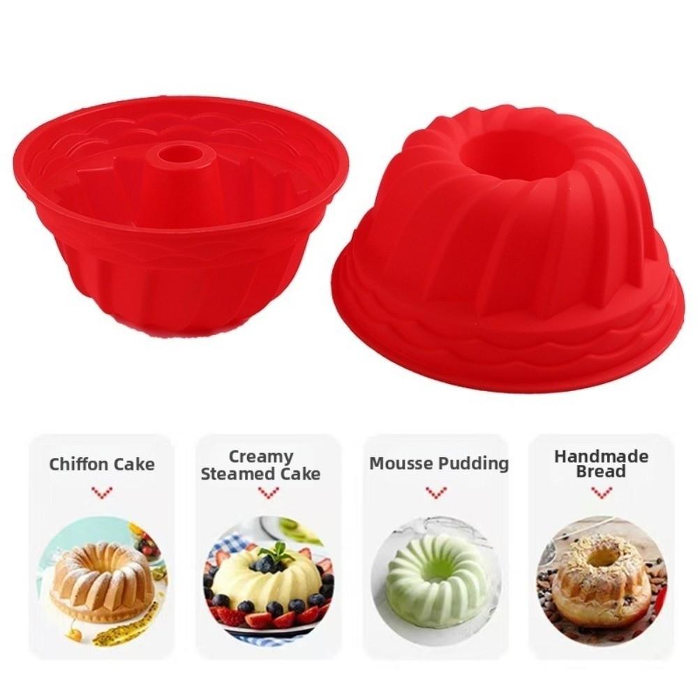 Silicone Chiffon Cake Mold 3D Baking Silicone Molds Round Fluted Tube Pans for Gelatin
