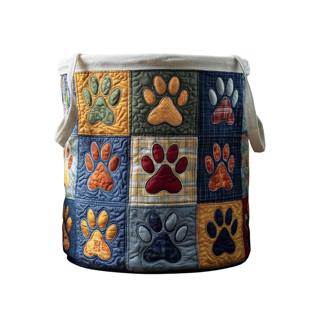 Boho Quilted Laundry Baskets, Fabric Floral Storage Hamper with Handle, Vintage Clothes Storage Basket for Nursery Laundry Room