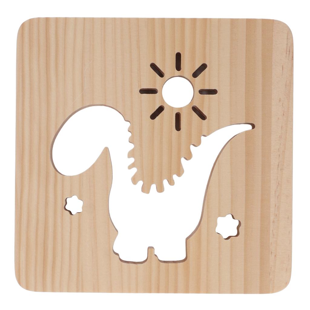 Лампа с резьбой по дереву с рисунком динозавра, теплый белый свет, питание от USB, 3D-деревянная лампа из сосны, ночник