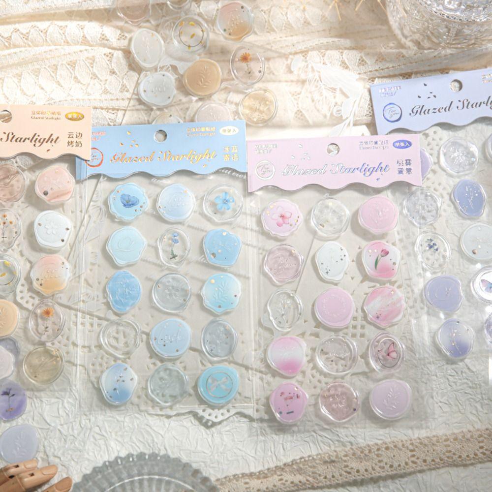 15Pcs/set Flower Envelope Sealing Sticker Envelope Decoration Drop Glue Stamp Tags  Diary