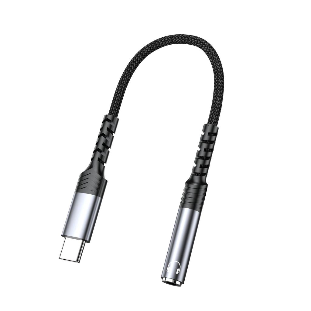 Аудиоадаптер-кабель USB-C на 3,5 мм для наушников Apple, Huawei - Плетеный, для звонков и музыки