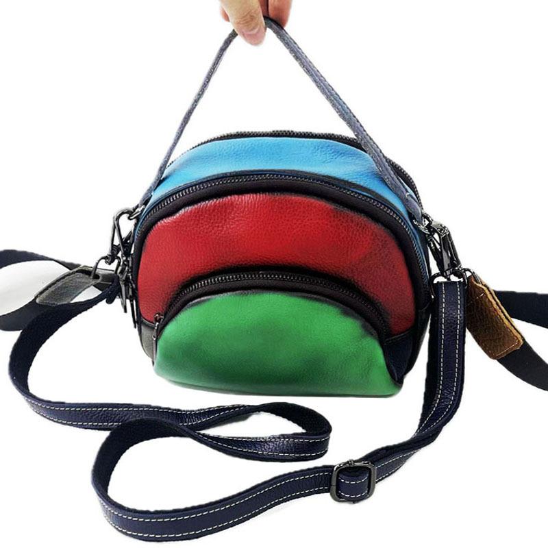 Кожаная женская сумка Весенняя сумка-мессенджер из коровьей кожи Полированная ретро-сумка