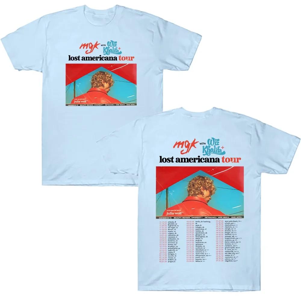 Rapper Mgk Lost Tour 2026 T Shirts Unisex Round Neck Clothes Unisex New Short Sleeve Tees Summer Breathable Streetwear Black