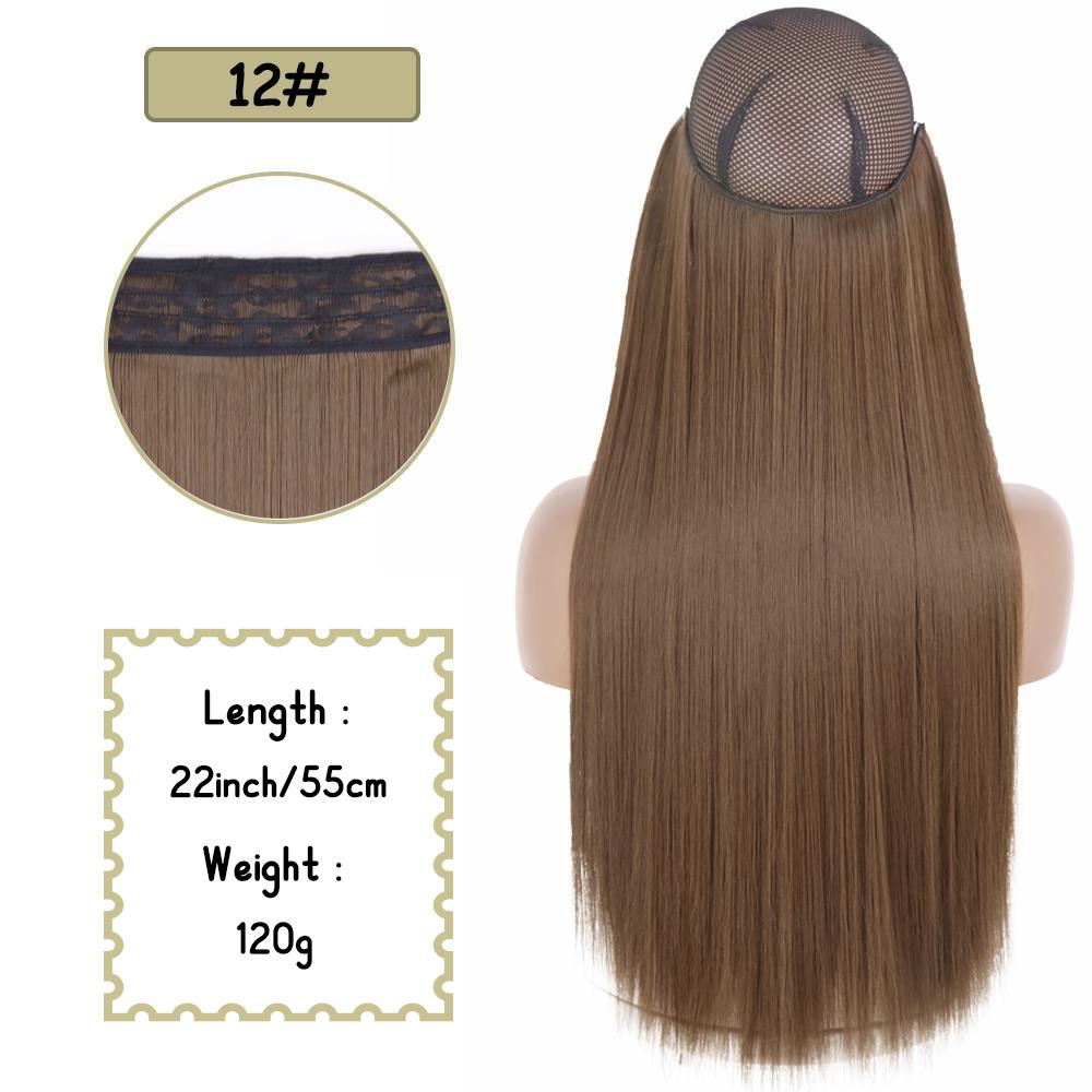 Синтетические длинные прямые невидимые накладные пряди для волос с секретной прозрачной леской для волос для женщин без зажима для волос