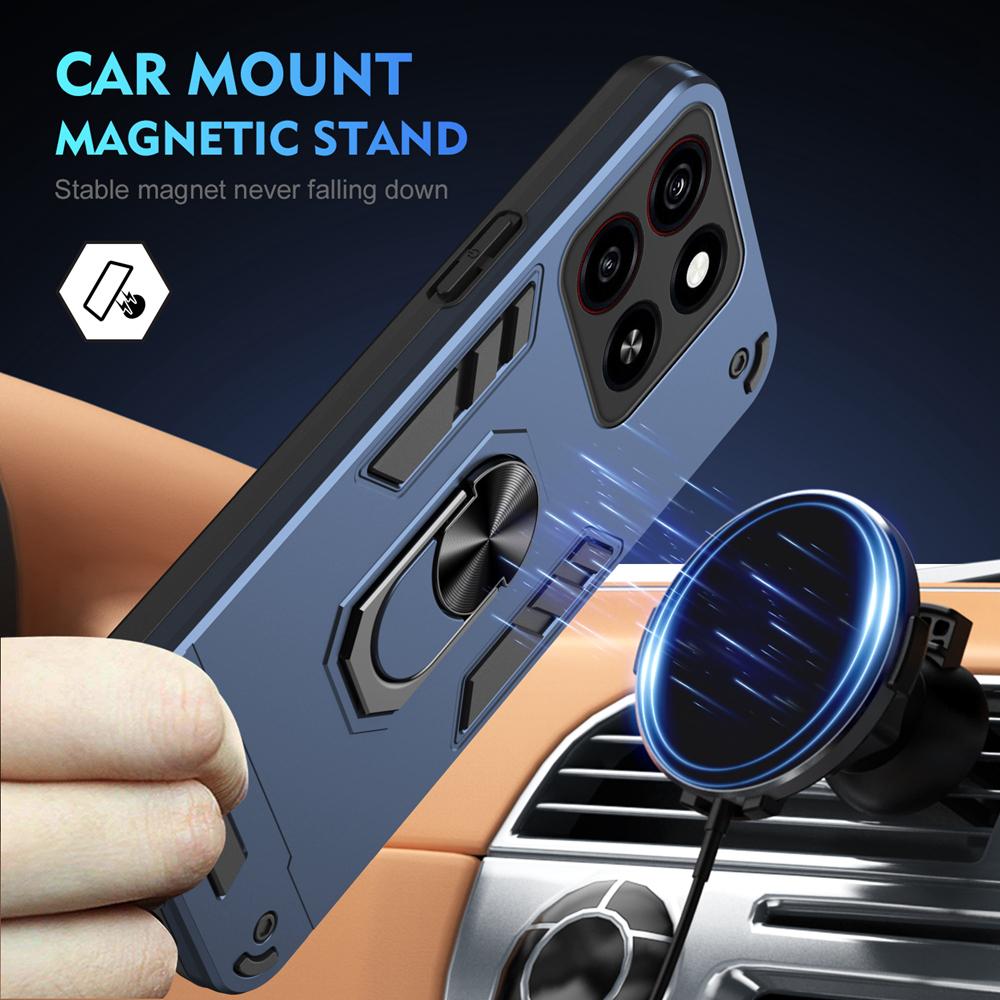 KEYSION Shockproof Armor Case for ZTE Blade A55 A35 Silicone+PC Camera Protection Ring Stand Phone Cover for ZTE Blade A35 A55