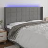 LED Headboard Dark Grey 203x16x118 128 cm Fabric