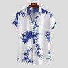 Summer Men Floral Lapel Short Sleeve Shirts