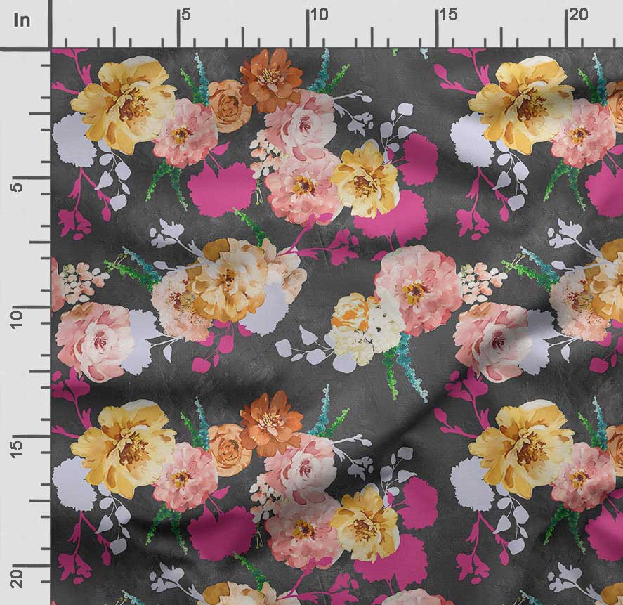 Soimoi Watercolor Floral Print,  Cotton Cambric, Quilting Fabric Sold by The Yard 42 Inch Wide, Medium Weight Cotton Fabric,