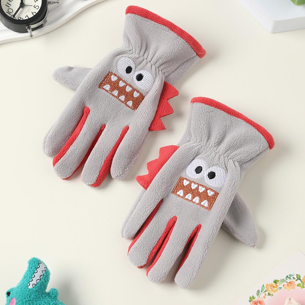 Add Fleece In Autumn and Winter Olympic Fleece Primary School Students Cycling Skin Friendly Outdoor Warm and Cold Proof Cute Gloves