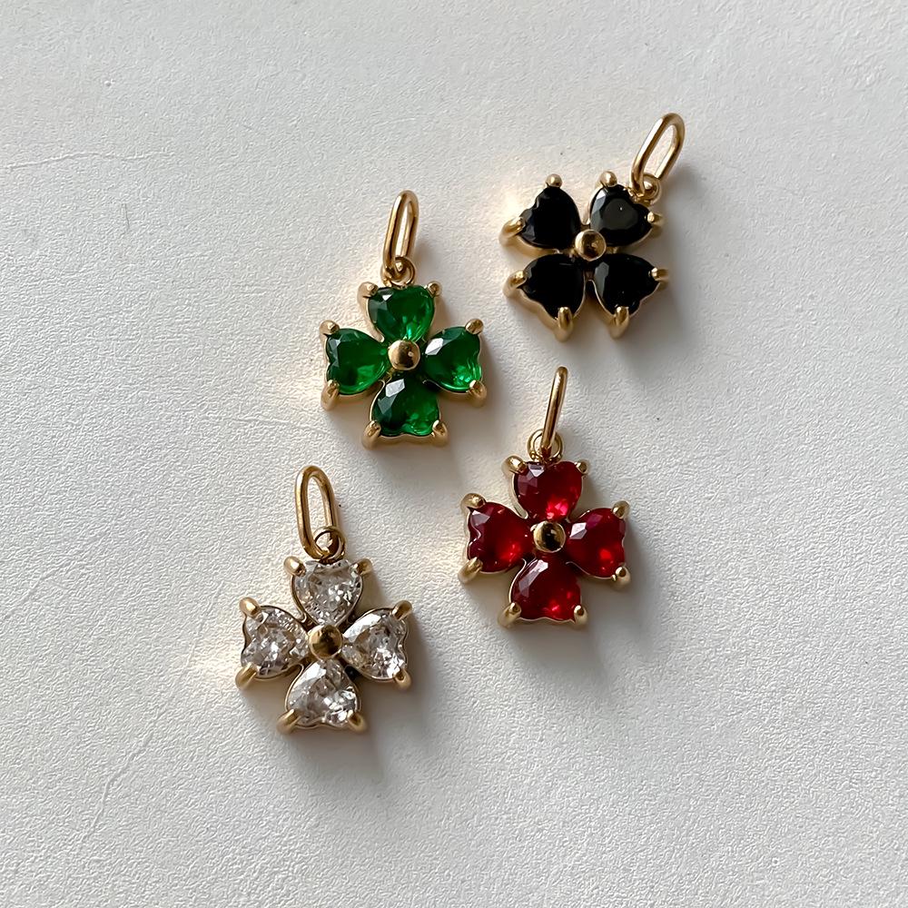 EManco Подвеска-клевер из нержавеющей стали с позолотой 14 карат и разноцветным цирконом для серег или ожерелья своими руками