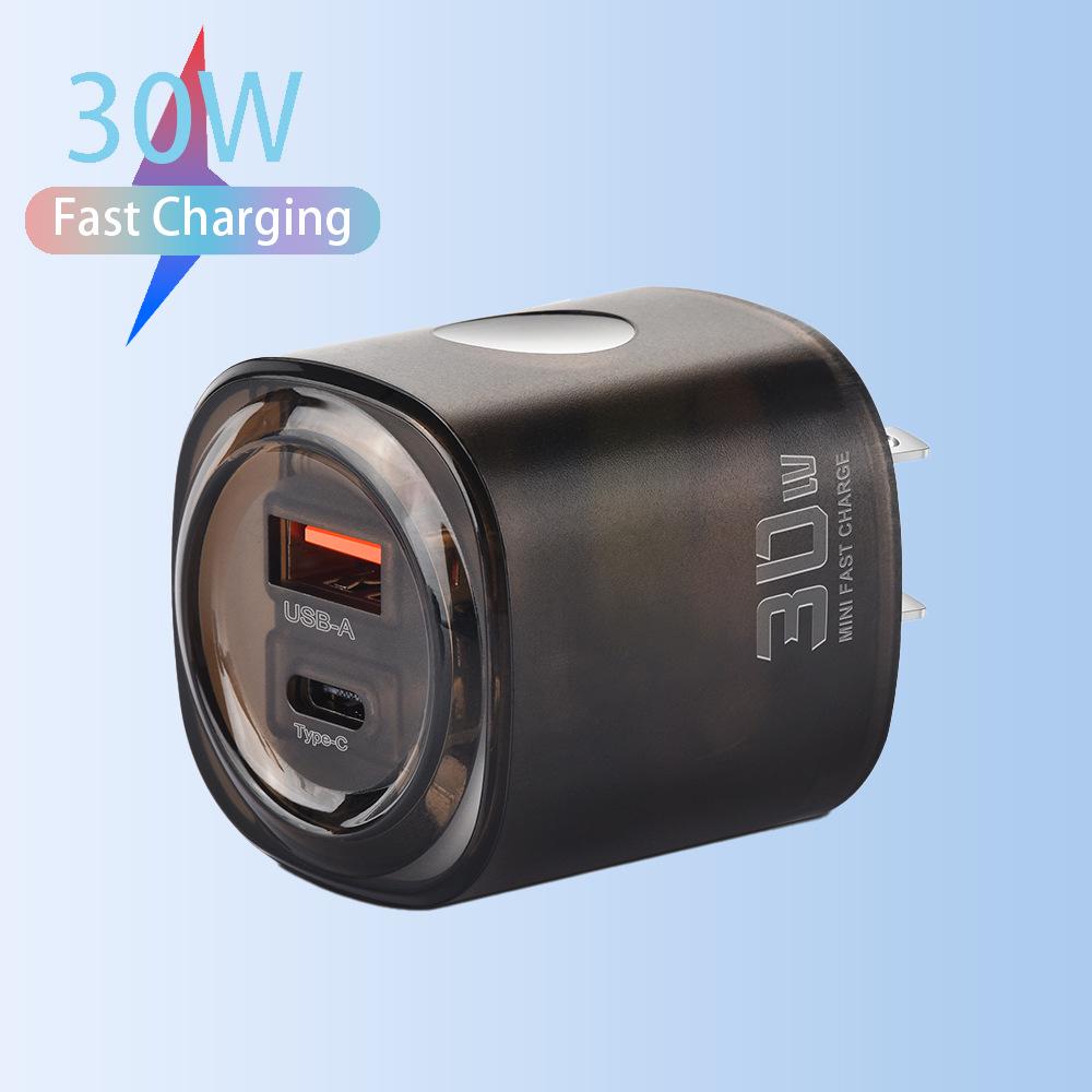 Быстрое зарядное устройство 30 Вт с двумя портами USB и Type-C для мобильных телефонов