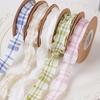 Модная плиссированная пряжа в клетку с цветочным принтом, подарочная упаковка, атласная лента для букетов