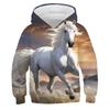 Детская одежда Толстовки для мальчиков с длинным рукавом Креативный 3D-принт лошади Детская весенне-осенняя одежда Повседневная стильная уличная одежда для мальчиков Топ
