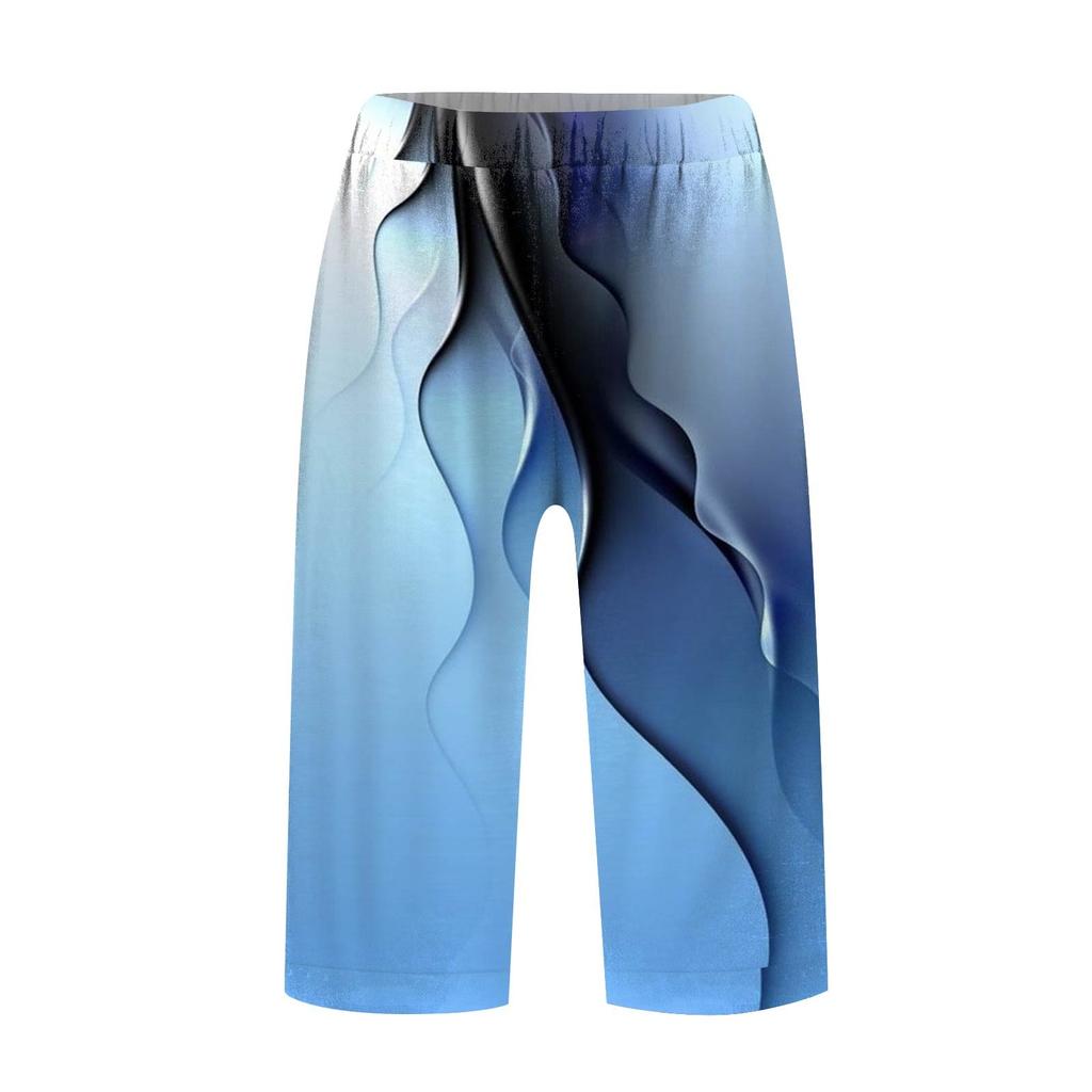 Женские брюки с принтом, модные повседневные шорты с карманами и эластичной резинкой на талии