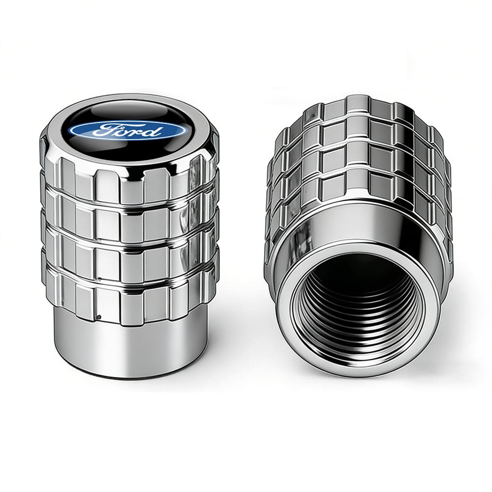 SPZS3 4pcs Aluminium Car Tire Valve Stems Caps Gear-shaped-Valve For Ford Focus 2 mondeo mk3 f150 fusion mustang MK7 Auto Accessories