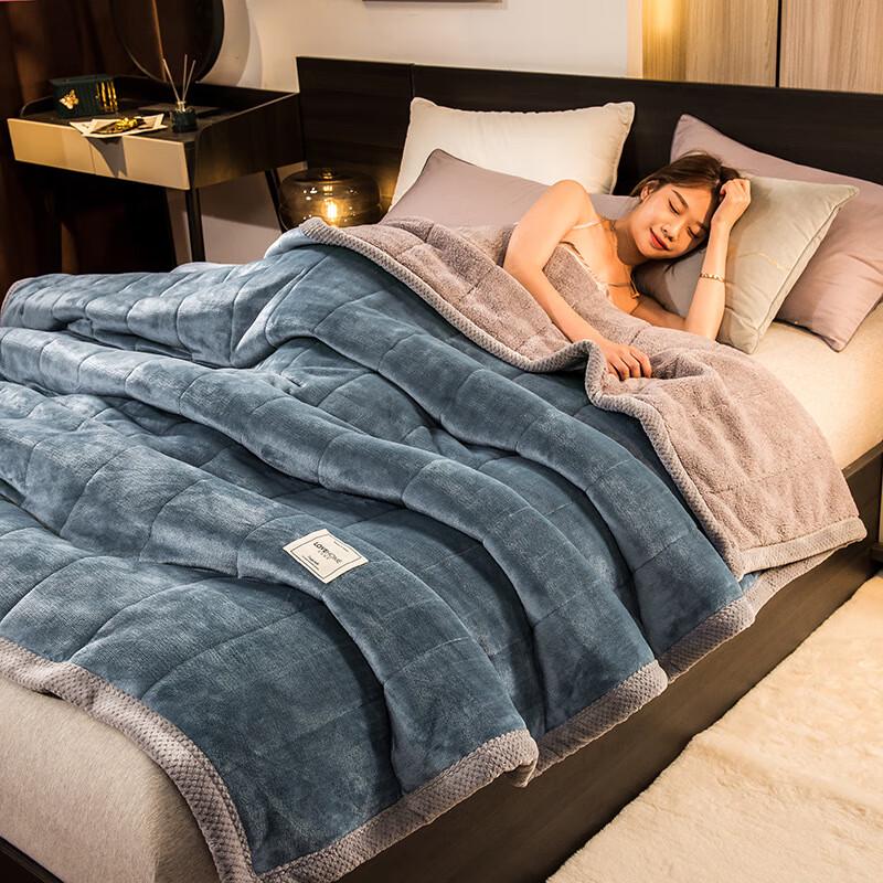 LISM Thickened Milk Velvet Lamb Fleece Quilted Blanket