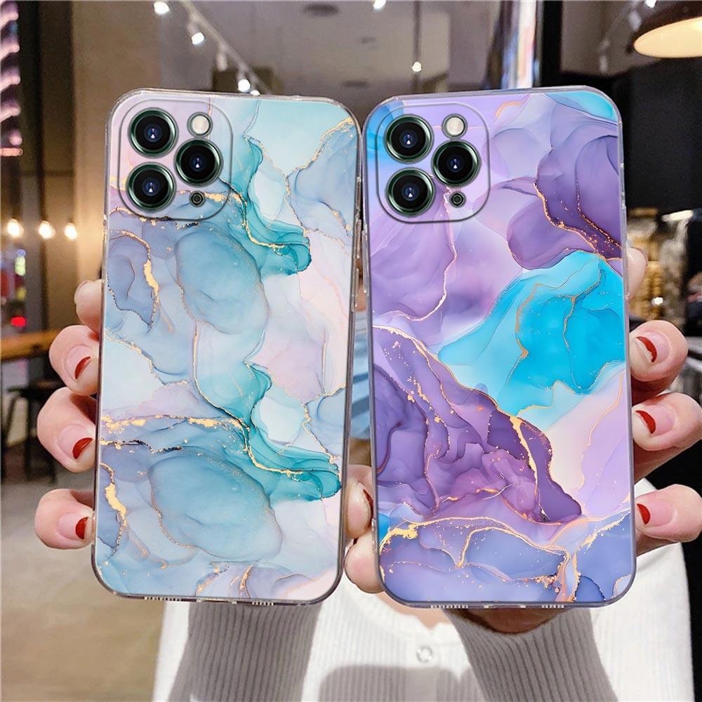 Прозрачный чехол с узором из переливающегося мрамора для iPhone 16 15 14 13 12 11 Pro Max Mini Xs XR X 7 8 Plus Чехол для iphone 16 Pro
