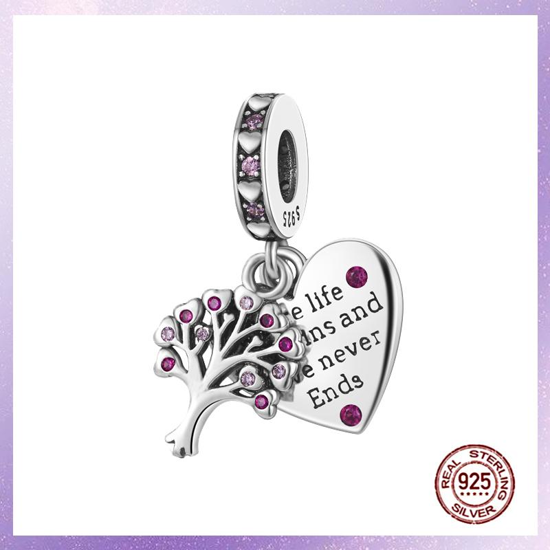 Фиолетовые Шармы Медный Fit Оригинальный Подвесной Браслет Бабочка Стекло Сердце Перо Клип Шарм Подвеска Светящаяся Бусина DIY Ювелирные Изделия