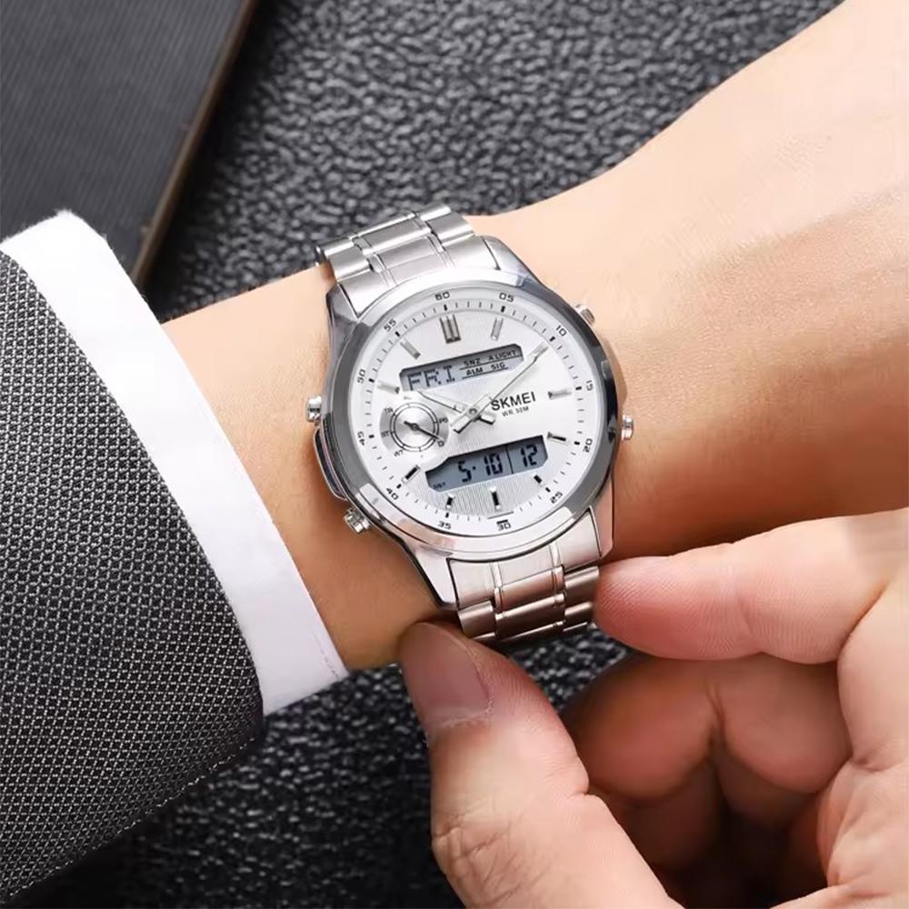 Цифровые часы с двойным дисплеем, хронографом, будильником, спортивные водонепроницаемые часы с электронным механизмом, многофункциональные наручные часы Relogio Masculino