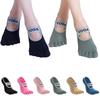 Amzbag Yoga Socks with Toes for Pilates Socks with Odor Stylish for Indoor and the Gym One Black Green of Five-Toe Non-Slip Women, Toes, Breathable,