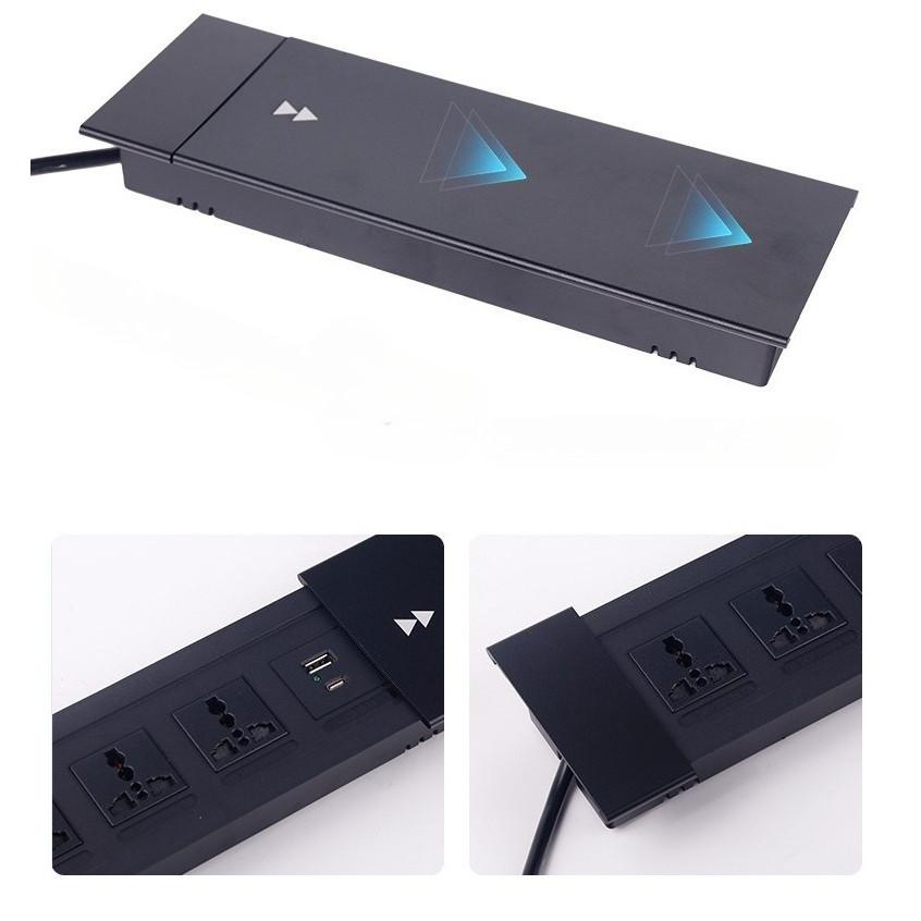 Slide Cover Retractable Power Strip Desktop Multi Plug Cabinet Hidden Recessed Desk Power Sockets Universal Embedded Socket