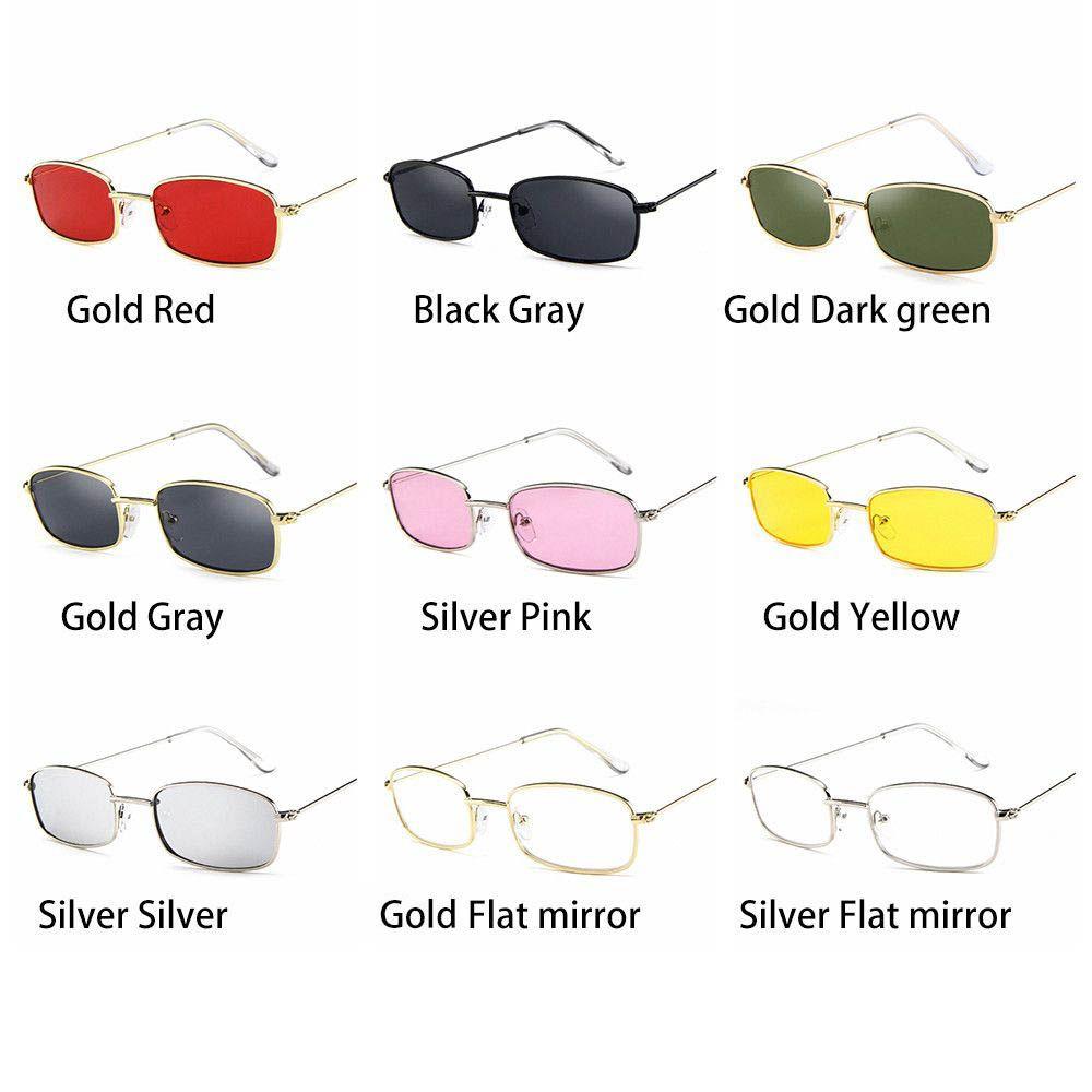 Fashion UV400 Steampunk Small Retro Shades Sun Glasses Metal Frame Rectangle Sunglasses