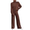 European & American 2023 Autumn/Winter High-Neck Knit Sweater & Loose Trousers Women's Two-Piece Casual Suit