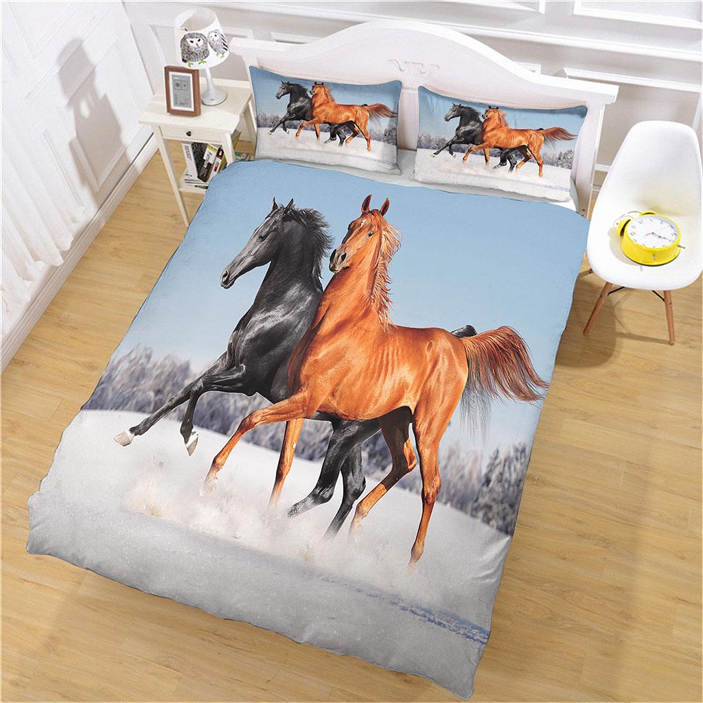 Single Duvet 3D Printed Animal Horse Duvet Cover Collection Queen Size Bedding Collection With Pillowcase Twin Full King Microfiber Comforter