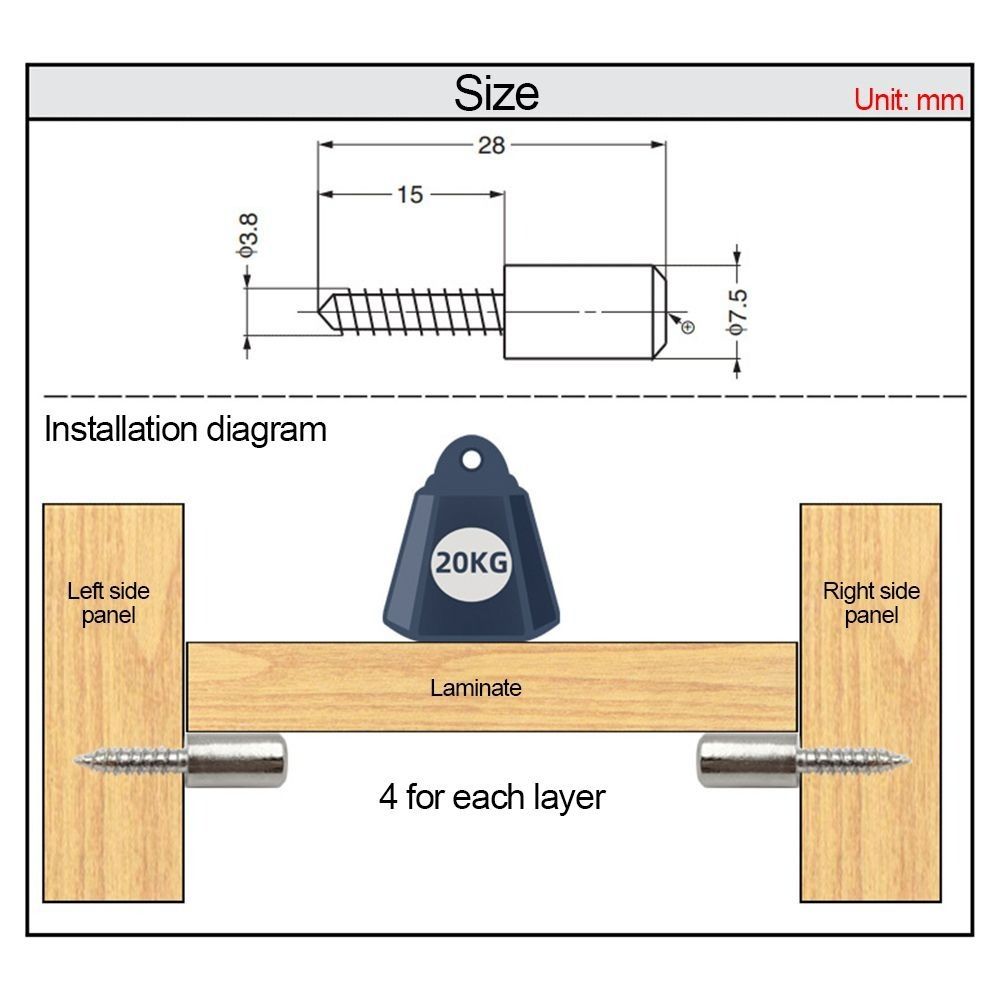 10PCS Fixed Self-Tapping Screws Nonslip Cabinet Rack Nail New Laminate Support Nail  Cabinets