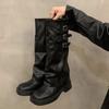 Retro Style Knee High Boots Women Fashion Ladies Slip On Knight Long Boots Autumn Winter Women'S Footwear