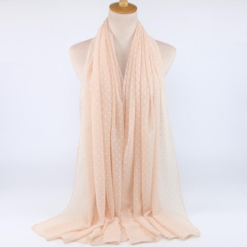 Hot Sale Autumn and Winter Fur Ball Thickened Chiffon Scarf Monochrome Muslim Female Scarf Shawl