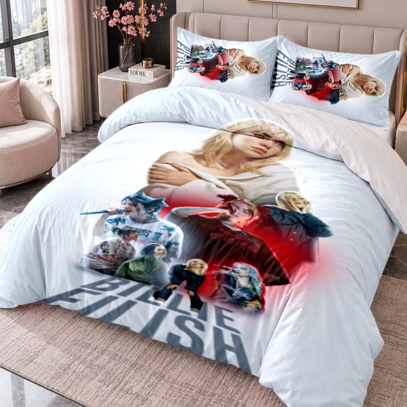 Billie Eilish 3Pcs Bedding Set Duvet Cover With Two Pillowcases For Bedroom Home Decoration