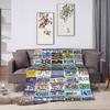 USA License Plates Soft Cozy Blankets  Novelty Picnic Throw Blanket Bedroom Flannel Bedspread Sofa Bed Cover