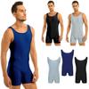Men's Sleeveless Stretchy Sport Unitard Bodysuit Male's Athletic Gym Workout Biketard
