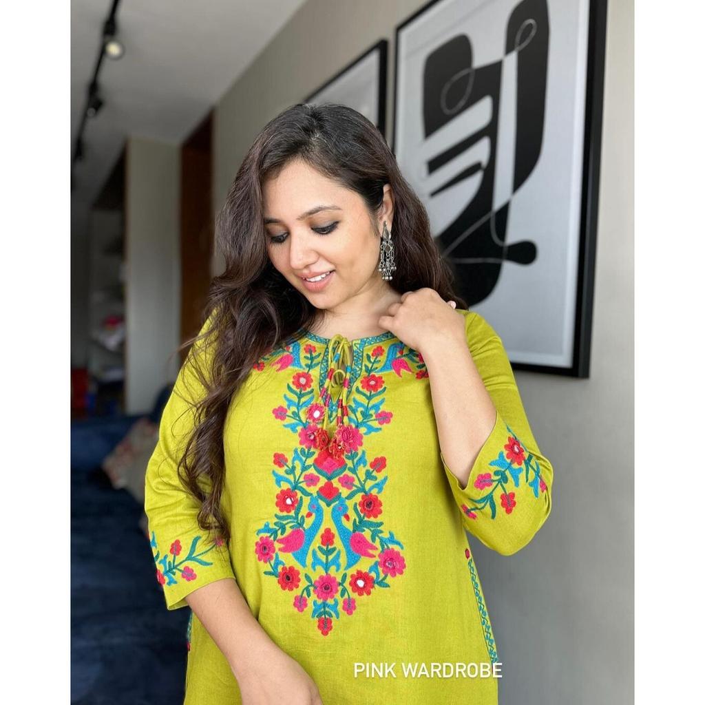 Indian Women Designer Top Tunic Kurta Pant Set Bollywood Party Wear Kurti Dress VF-20263a