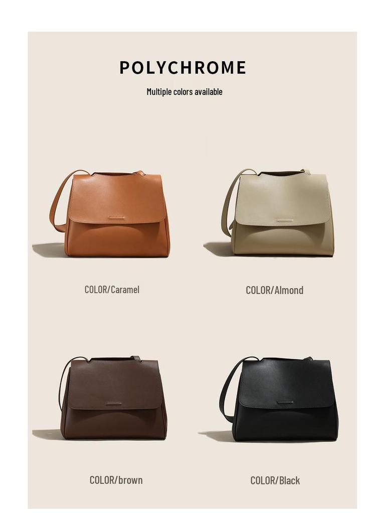 Genuine Leather Women's Light Luxury Shoulder Handbag - High-End Commuting Tote for 2025