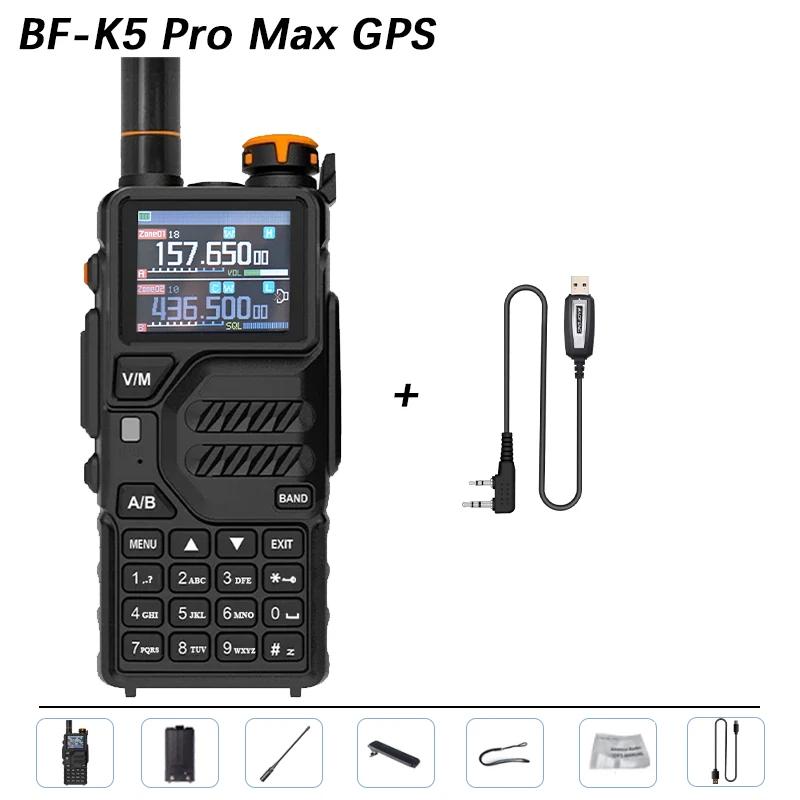 Baofeng Walkie Talkie K5 Pro Max GPS Type-C Charge Multi Band AM FM NOAA One Touch Copy Frequency UV-K5 Plus GPS Two Way Radios