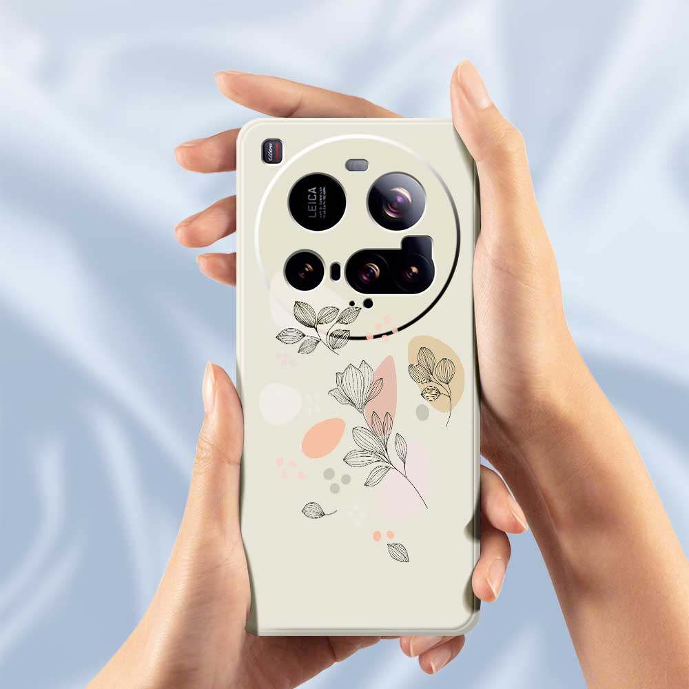 For Xiaomi 15 Ultra Case Sketch Leaves Pattern Printing Straight Edge TPU Phone Back Cover