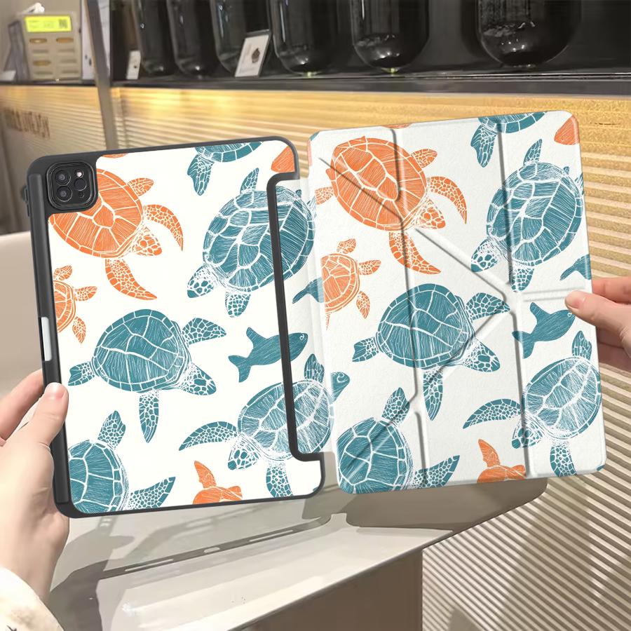 Чехол-планшет Морские Черепахи для iPad Pro 11-го 10-го 9-го 8-го 7-го 12.9 дюймов Pro 2025 Air 4 5 M3 M2 1 2 M4 11 дюймов Mini 6 7 Держатель