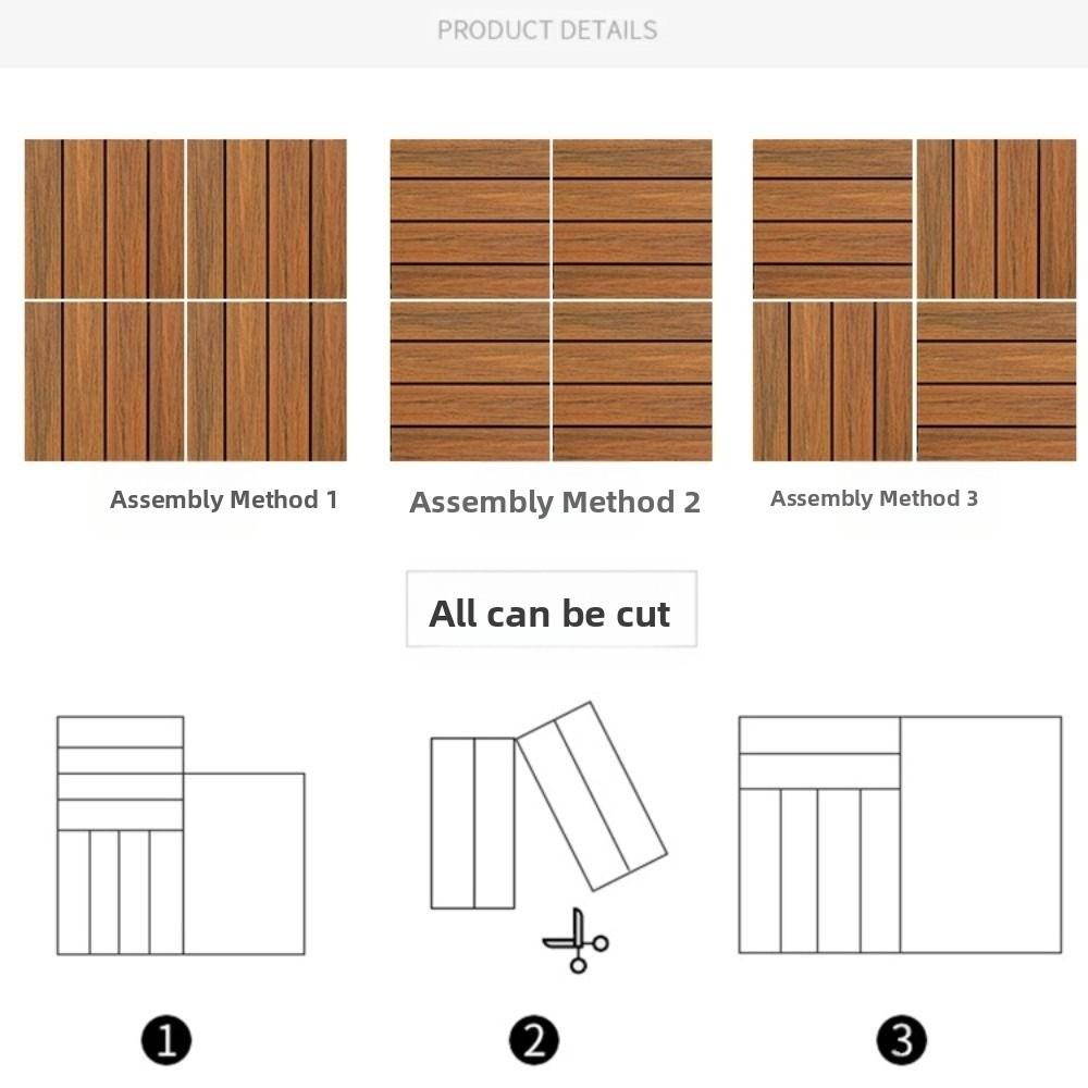 Новая водонепроницаемая уличная напольная плитка с замковым соединением, из твердой древесины, для патио, террасы, декинга, самокладка, DIY-установка, террасный кирпич, балкон