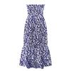 Strapless Dress For Women PrintingSummer Beach Boho Smocked Tube Top Long Dress