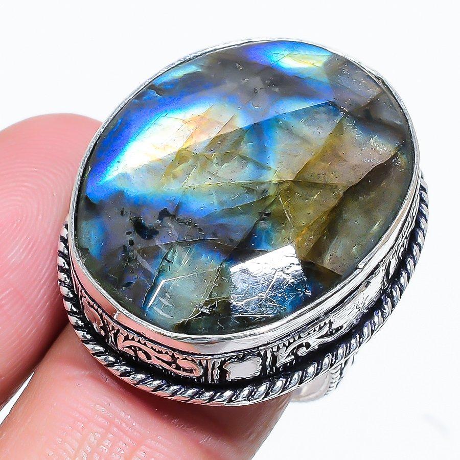 Labradorite Gemstone 925 Sterling Silver Gift Jewelry Ring Size 6