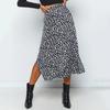 New Sexy Leopard Print Chiffon Split Skirt Casual Fashion Long Skirts for Women Spring Summer Zip Elegant Female Skirt