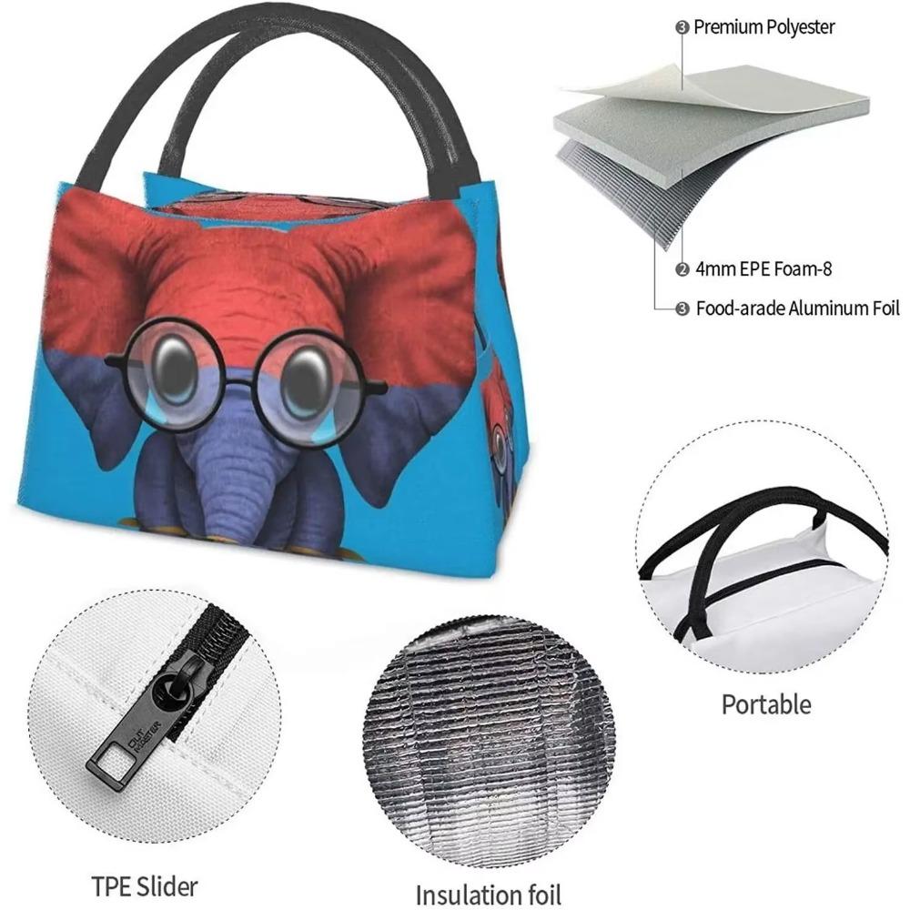 Портативная термосумка для ланча Слон в очках Армянский флаг Сумка-тоут Сумка для бенто для офиса школы пеших прогулок пляжа пикника рыбалки