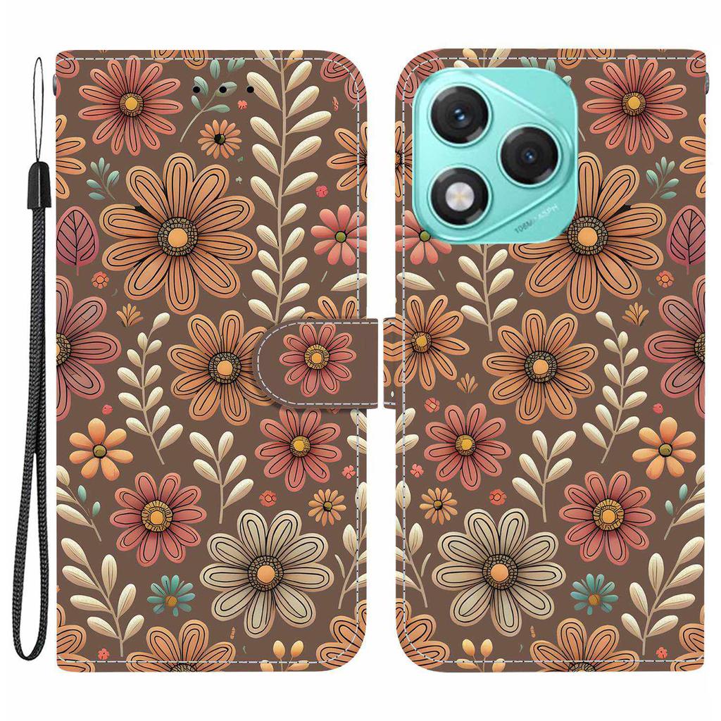 Для Honor 400 Lite 5G Кошелек Чехол С Принтом Кожаная Подставка Чехол для Телефона с Ремешком