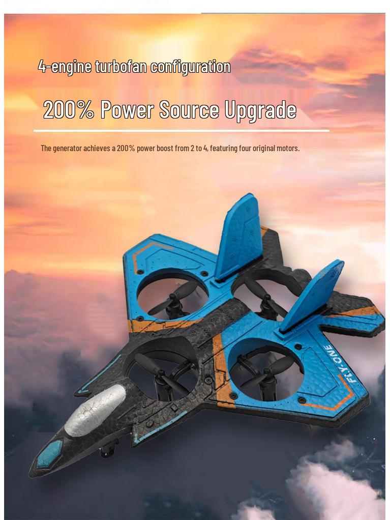 Long-Endurance Children's Remote-Control Glider - Durable Foam Four-Axis Drone
