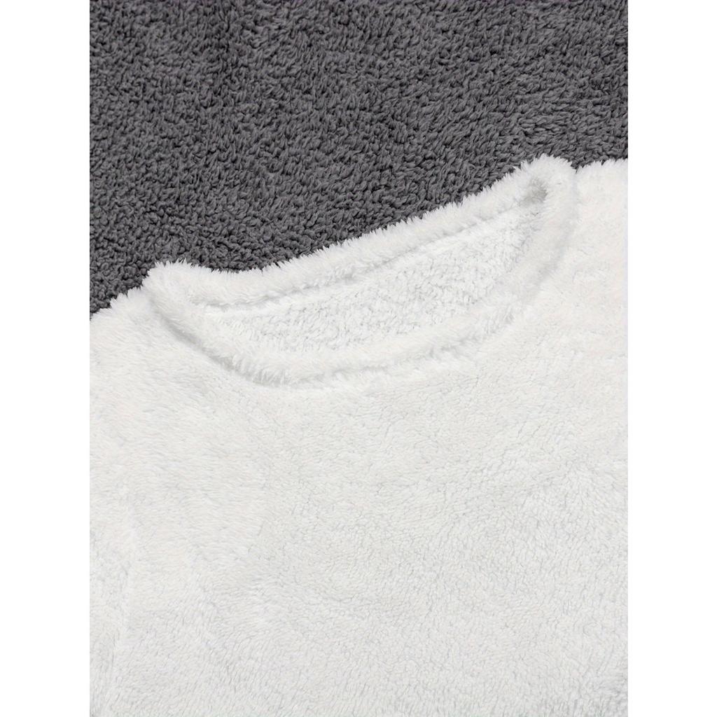 Women's Velvet Sleeping Dress - Comfortable Winter Home Robe with Pocket, Round Neck Solid Color Machine Washable Casual Wear, Soft Knitted Indoor