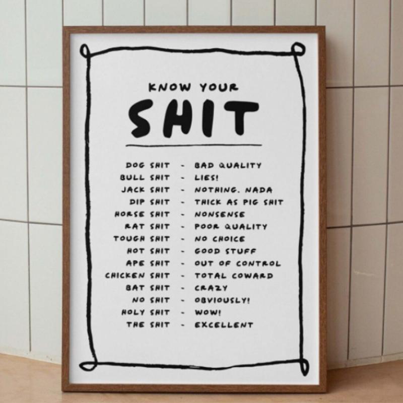 30 способов сказать Fvck Печать плаката Черно-кремовая настенная живопись Печать картин Спальня Дом Гостиная Украшения