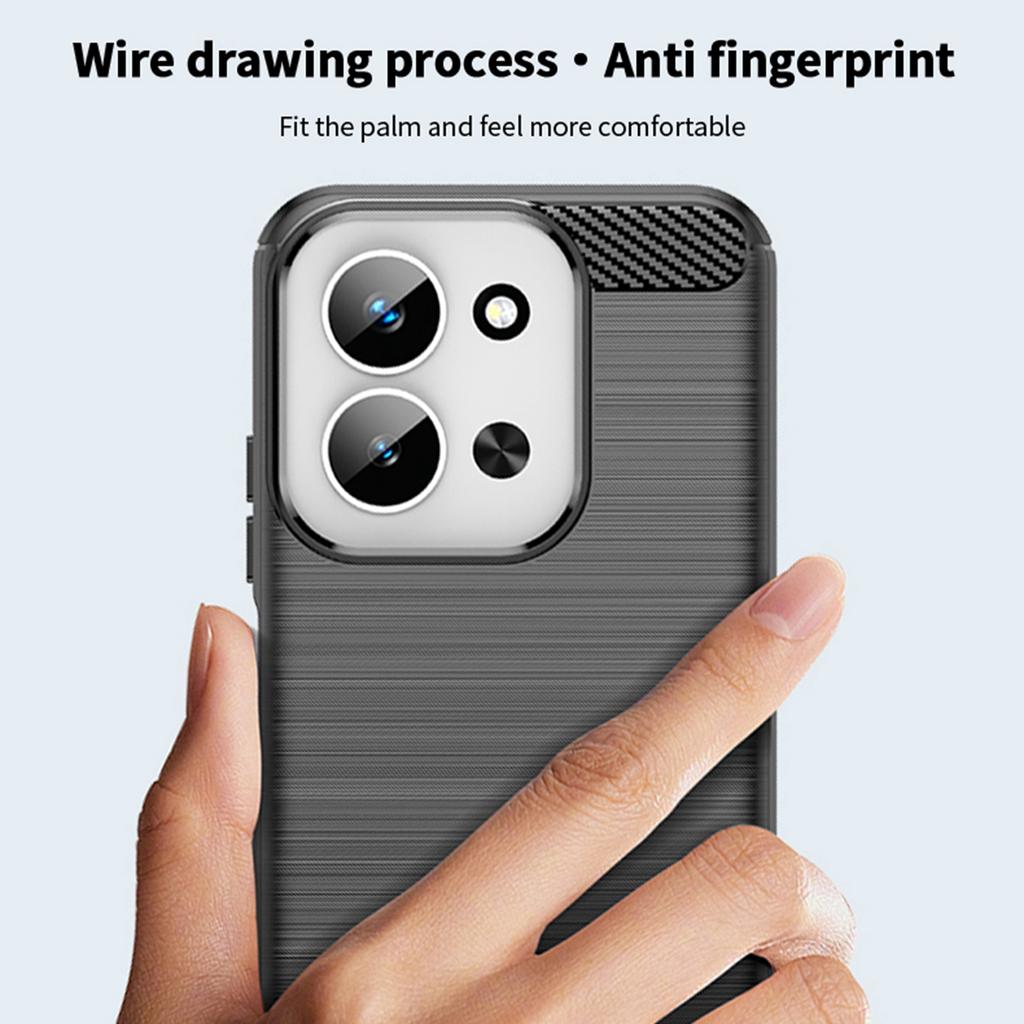 Для Xiaomi Redmi 15C 4G (Глобальный) (171 мм) Задняя крышка MOFI с текстурой шлифованного карбонового волокна, мягкий ТПУ чехол