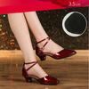 Women Glitter Leather Latin Dance Shoes Closed Toe Soft Sole Salsa Modern Shoe Tango Ballroom Dancing Shoes 3.5cm Heels